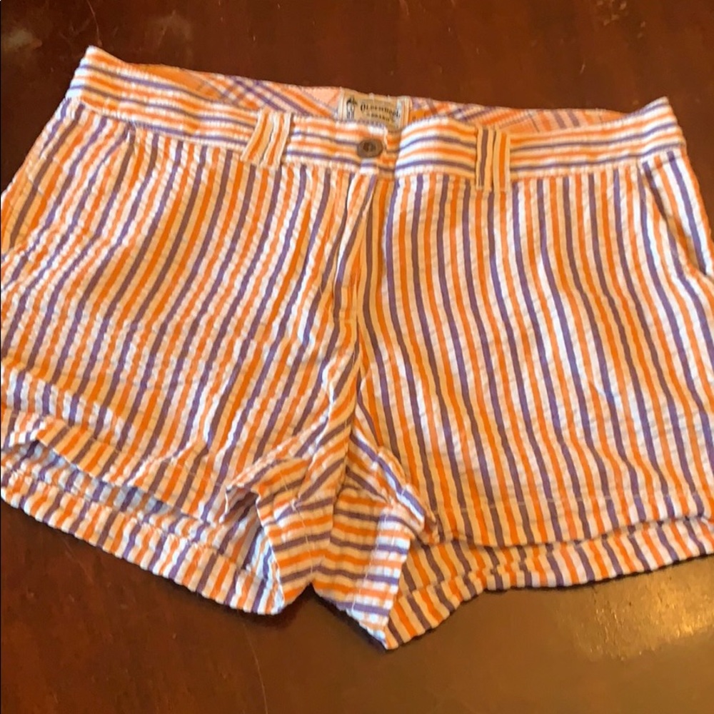 Orange and purple sear sucker shorts